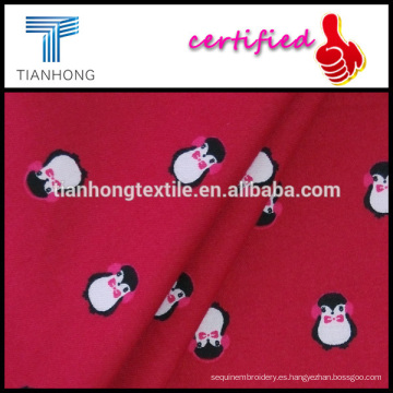 Pingüino lindo diseño 100 algodón sarga tejer tela de peso ligero cepillado franela camisa